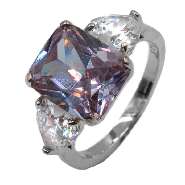 Δαχτυλίδι Μονόπετρο Ασημένιο Επιπλατινωμένο με Ζιργκόν - TR8