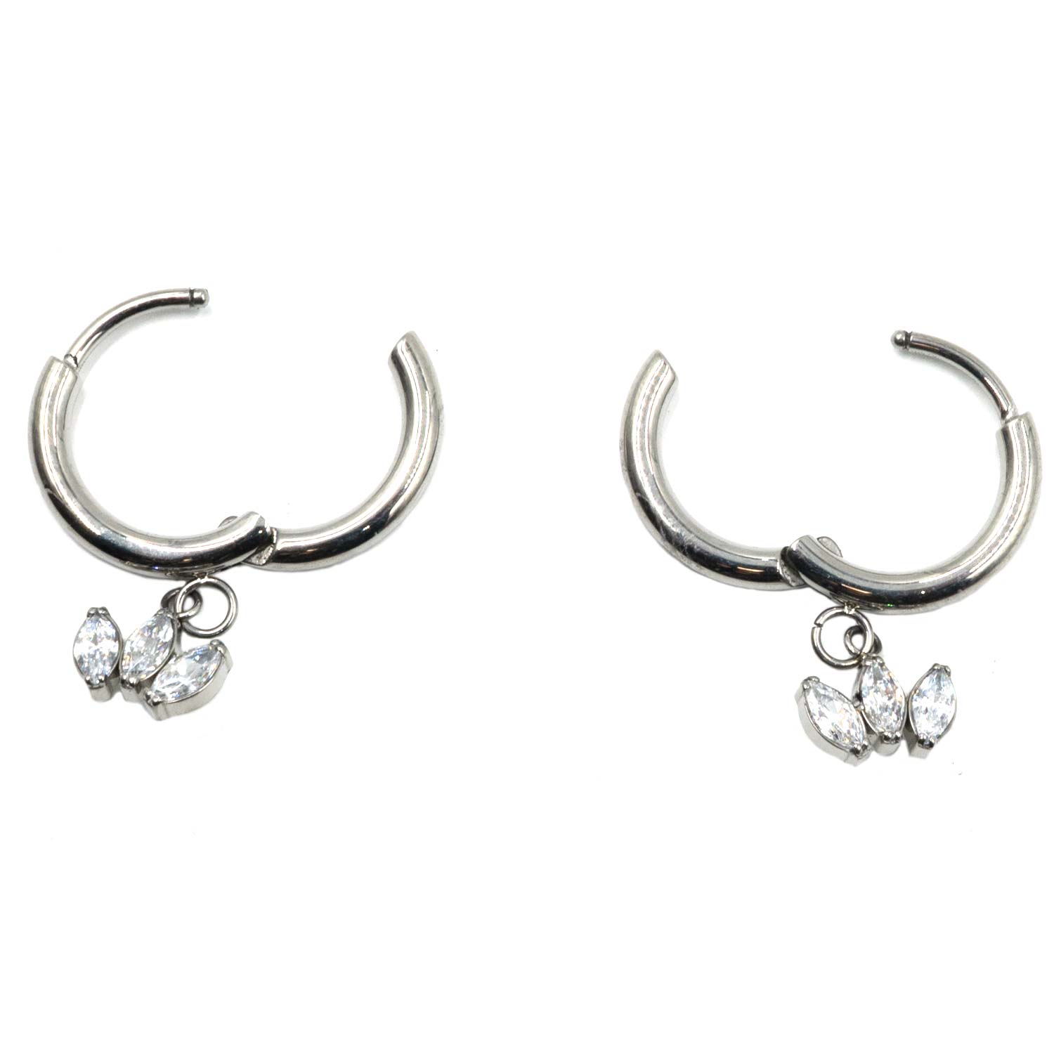 Σκουλαρίκια Αυτιού από Τιτάνιο και Κρεμαστό Σχέδιο με Ζιργκόν - TB-1292