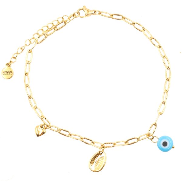Βραχιόλι Ποδιού από Επιχρυσωμένο Ατσάλι με Σχέδιο - BRPO27