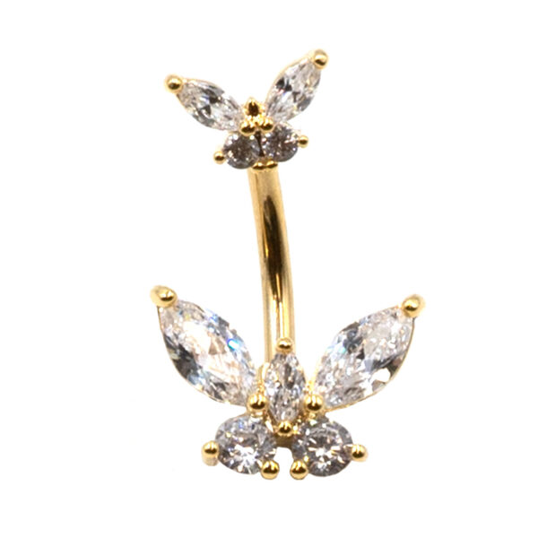 Σκουλαρίκι Αφαλού από Επιχρυσωμένο Ατσάλι με Ζιργκόν και Σχέδιο - BELJ441