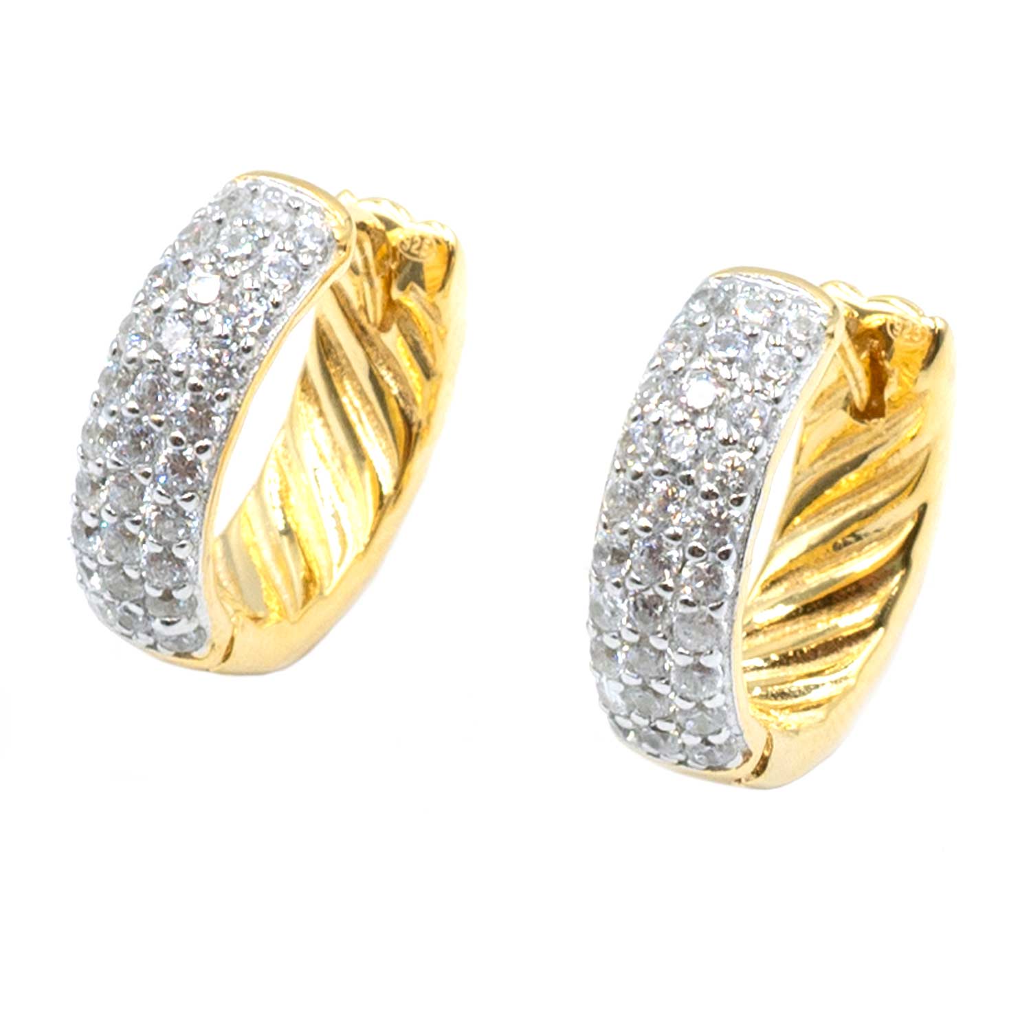 Σκουλαρίκια Αυτιού Ασημένια Επιχρυσωμένα Κρίκοι με Ζιργκόν - ΕΙΤ1