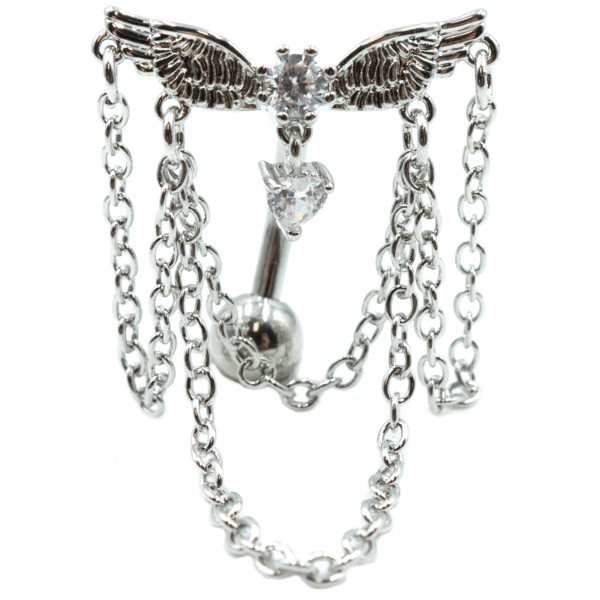 Σκουλαρίκι Αφαλού από Ατσάλι με Ζιργκόν και Σχέδιο από Μπρούτζο- BELJ423