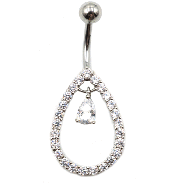 Σκουλαρίκι Αφαλού από Ατσάλι με Ζιργκόν και Σχέδιο - BELJ420