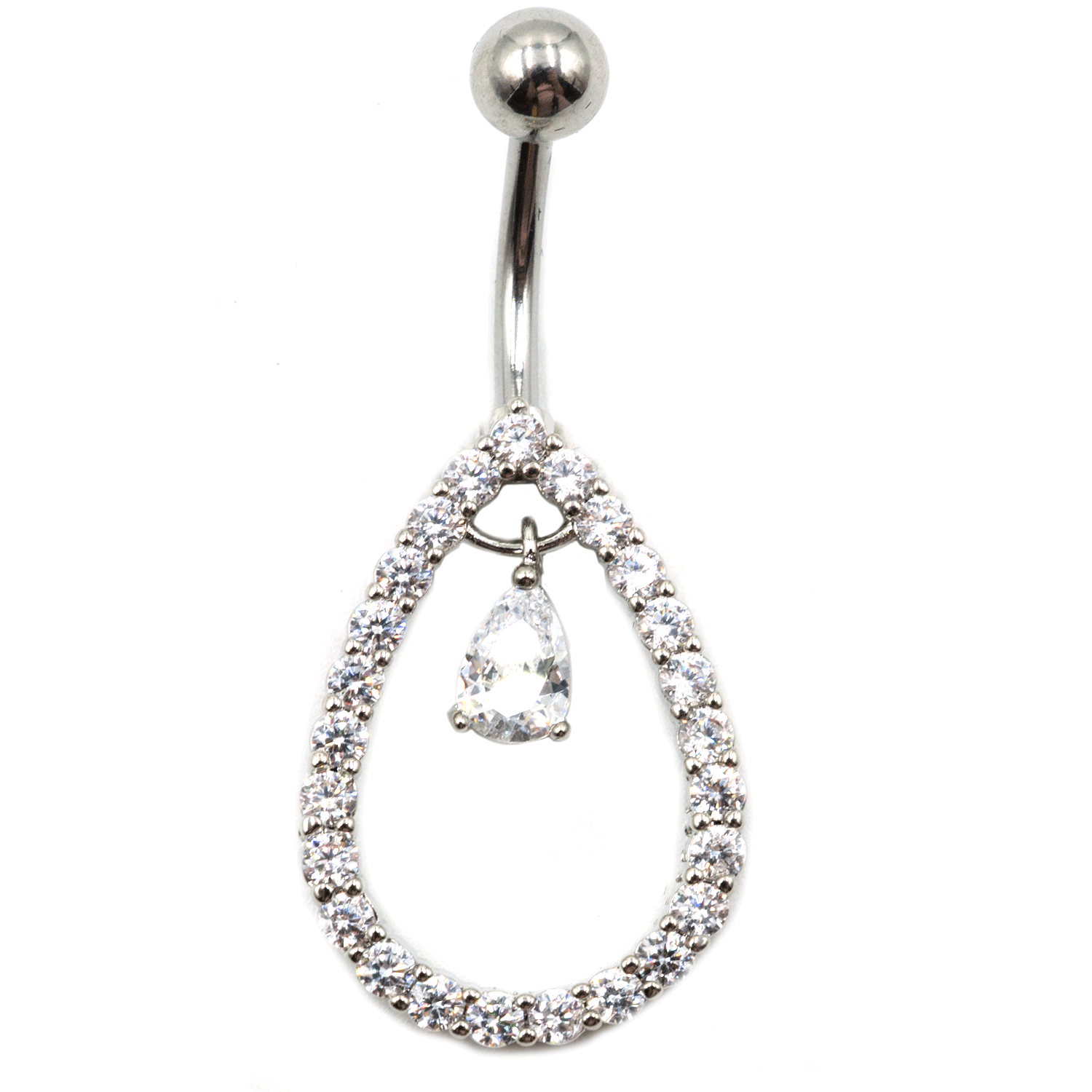 Σκουλαρίκι Αφαλού από Ατσάλι με Ζιργκόν και Σχέδιο - BELJ420