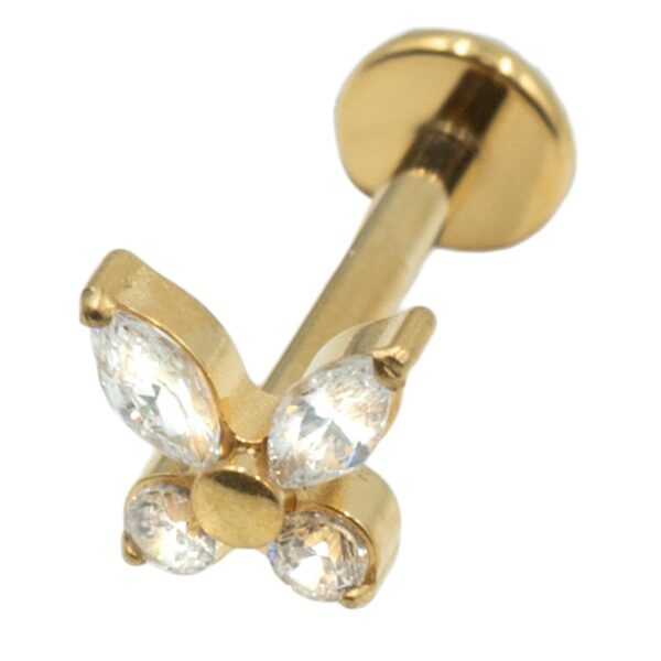 Σκουλαρίκι Αυτιού από Επιχρυσωμένο Τιτάνιο με Ζιργκόν - TB-1190