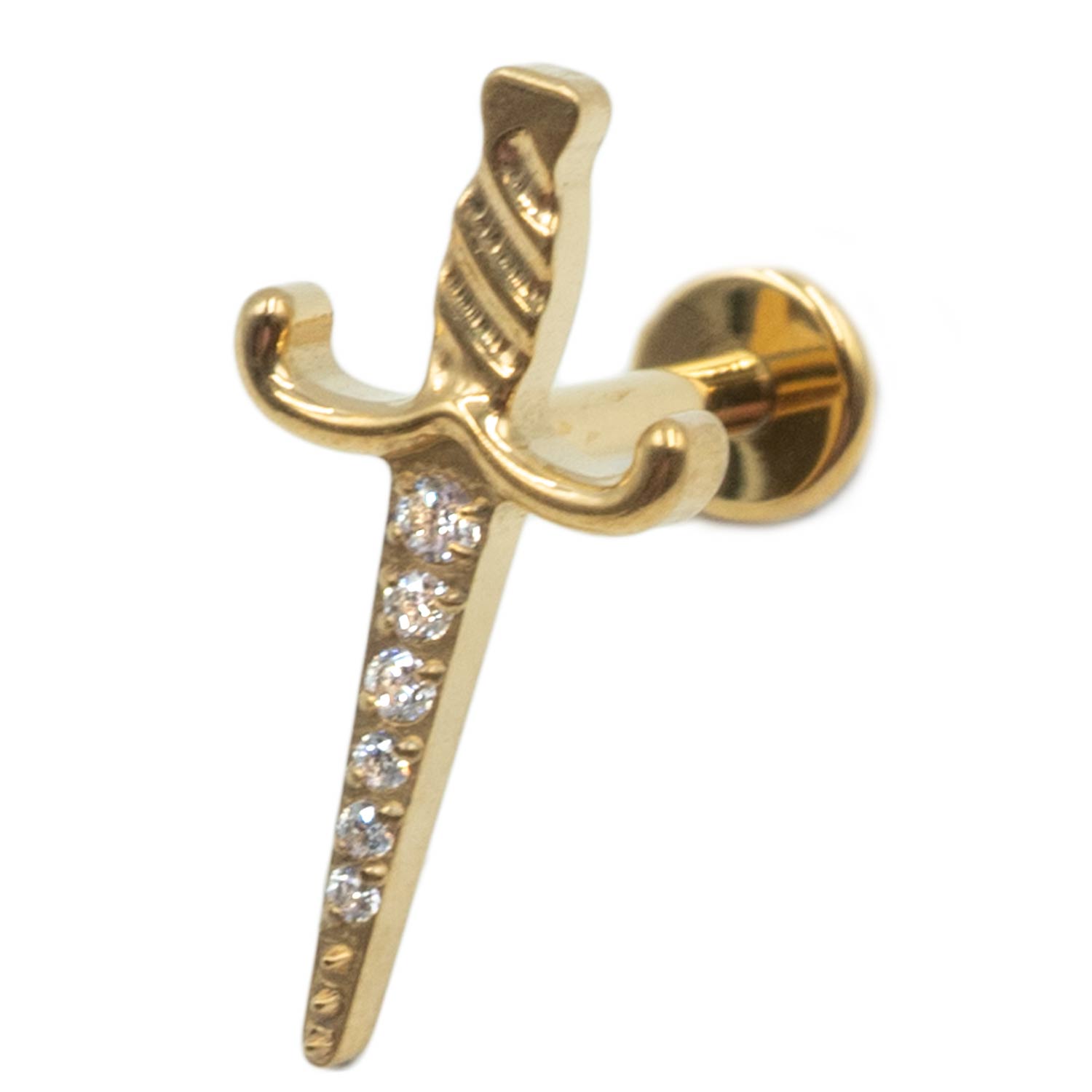 Σκουλαρίκι Αυτιού από Επιχρυσωμένο Τιτάνιο με Ζιργκόν - TB-1800Y