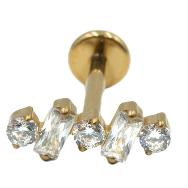 Σκουλαρίκι Αυτιού από Επιχρυσωμένο Τιτάνιο με Ζιργκόν - TB-SMP7