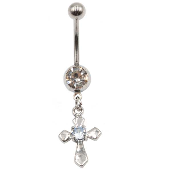 Σκουλαρίκι Αφαλού από Ατσάλι με Ζιργκόν και Σχέδιο από Μπρούτζο- BELJ400