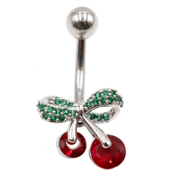 Σκουλαρίκι Αφαλού από Ατσάλι με Ζιργκόν και Σχέδιο - BELJ402