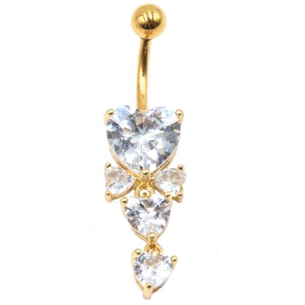 Σκουλαρίκι Αφαλού από Ατσάλι Επιχρυσωμένο με Ζιργκόν και Σχέδιο από Μπρούτζο- BELJ434