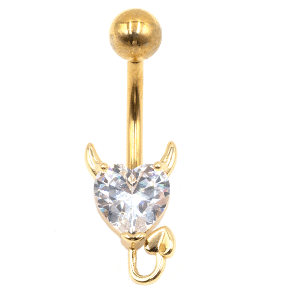 Σκουλαρίκι Αφαλού από Επιχρυσωμένο Ατσάλι με Ζιργκόν και Σχέδιο - BELJ443