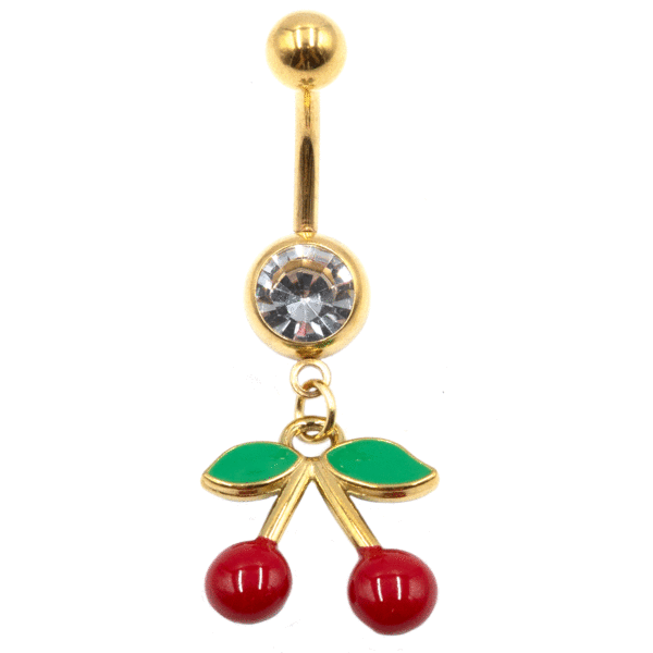 Σκουλαρίκι Αφαλού από Ατσάλι Επιχρυσωμένο με Ζιργκόν και Σχέδιο από Μπρούτζο- BELJ435