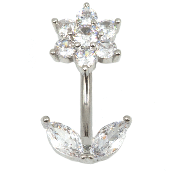 Σκουλαρίκι Αφαλού από Ατσάλι με Ζιργκόν και Σχέδιο - BELJ411