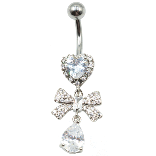 Σκουλαρίκι Αφαλού από Ατσάλι με Ζιργκόν και Σχέδιο από Μπρούτζο- BELJ413