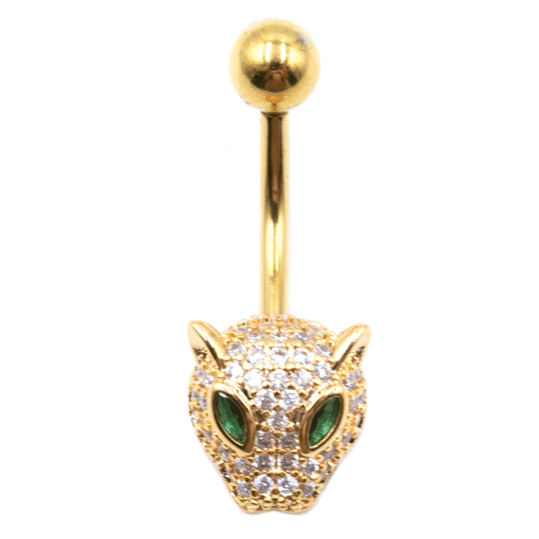 Σκουλαρίκι Αφαλού από Επιχρυσωμένο Ατσάλι με Ζιργκόν και Σχέδιο - BELJ445