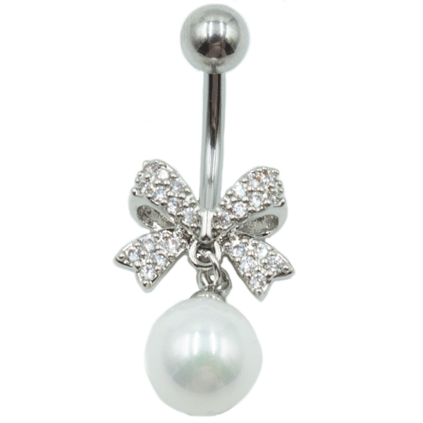 Σκουλαρίκι Αφαλού από Ατσάλι με Ζιργκόν και Σχέδιο - BELJ419