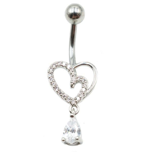 Σκουλαρίκι Αφαλού από Ατσάλι με Ζιργκόν και Σχέδιο από Μπρούτζο- BELJ424