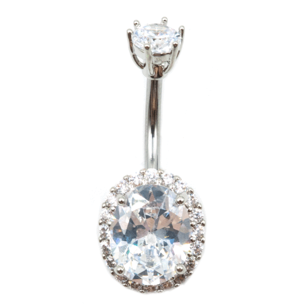 Σκουλαρίκι Αφαλού από Ατσάλι με Ζιργκόν και Σχέδιο - BELJ422