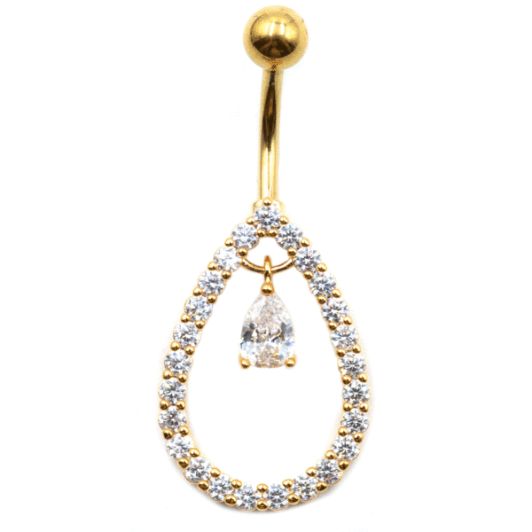 Σκουλαρίκι Αφαλού από Επιχρυσωμένο Ατσάλι με Ζιργκόν και Σχέδιο - BELJ446