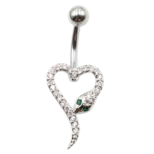 Σκουλαρίκι Αφαλού από Ατσάλι με Ζιργκόν και Σχέδιο - BELJ426