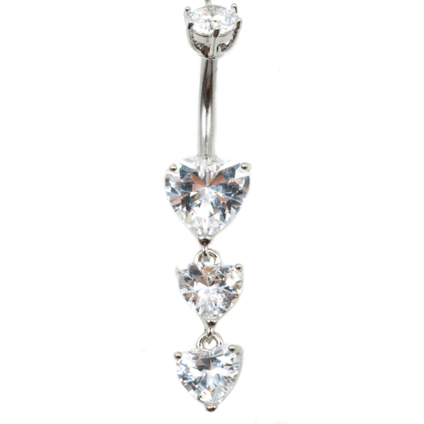 Σκουλαρίκι Αφαλού από Ατσάλι με Ζιργκόν και Σχέδιο από Μπρούτζο- BELJ427