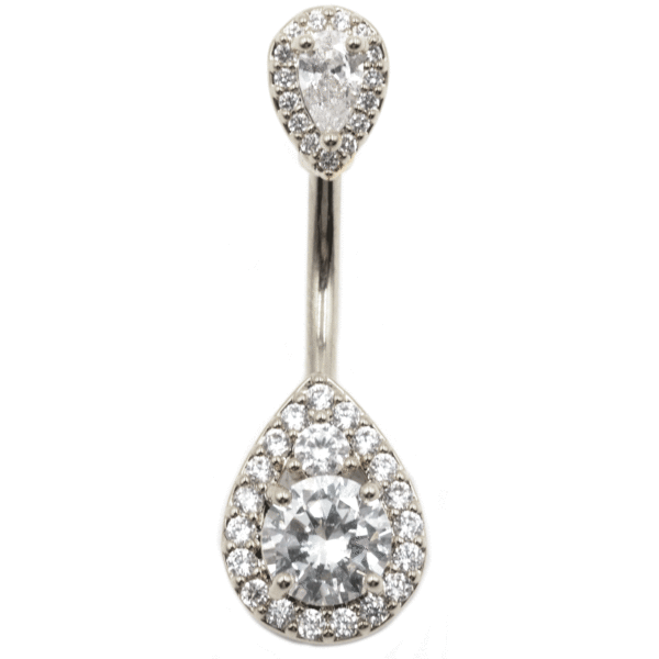 Σκουλαρίκι Αφαλού από Ατσάλι με Ζιργκόν και Σχέδιο - BELJ416