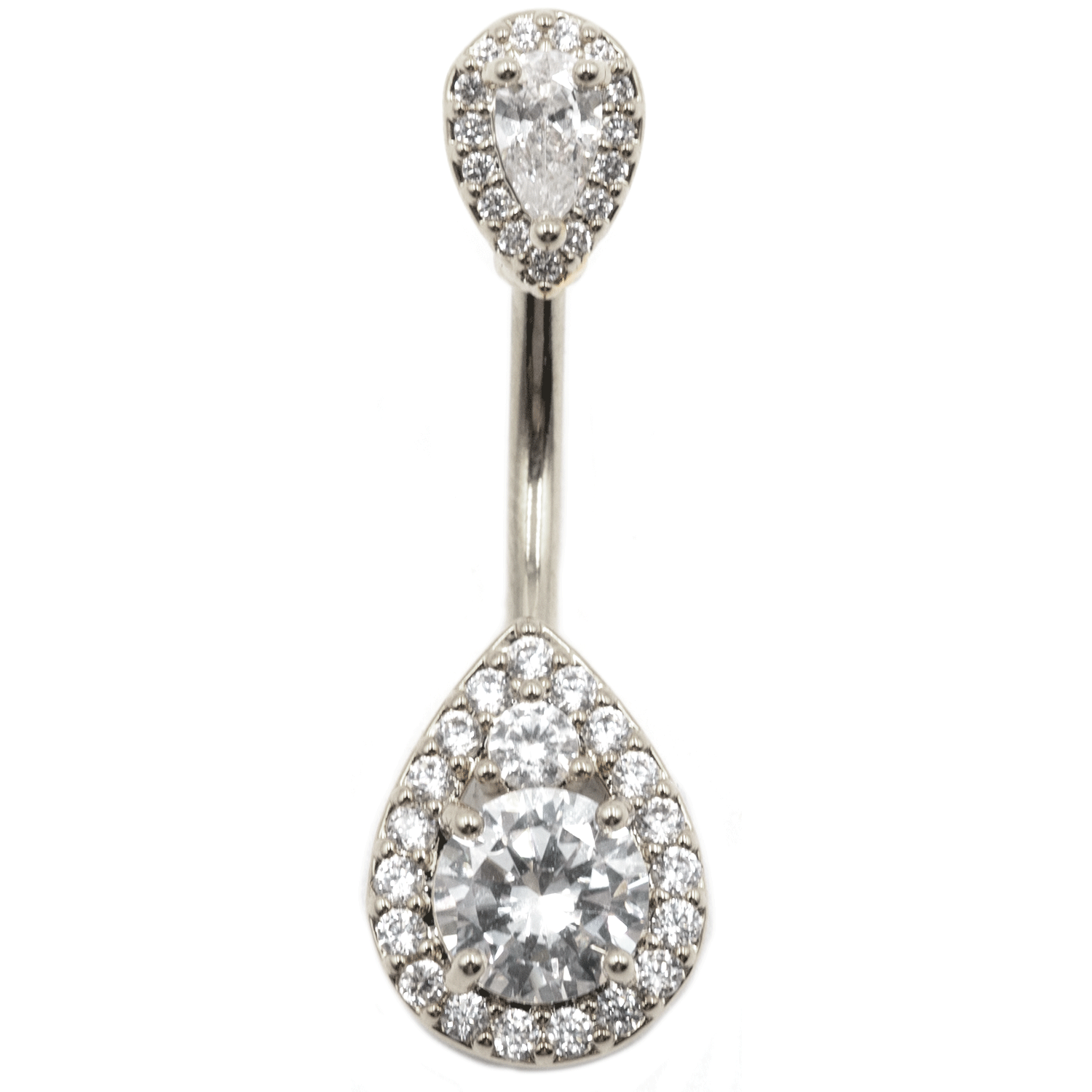 Σκουλαρίκι Αφαλού από Ατσάλι με Ζιργκόν και Σχέδιο - BELJ416