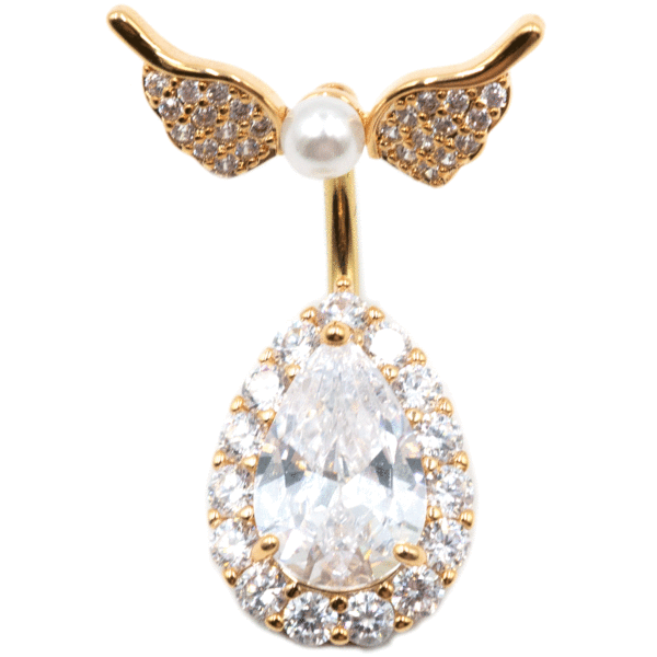 Σκουλαρίκι Αφαλού από Επιχρυσωμένο Ατσάλι με Ζιργκόν και Σχέδιο - BELJ447