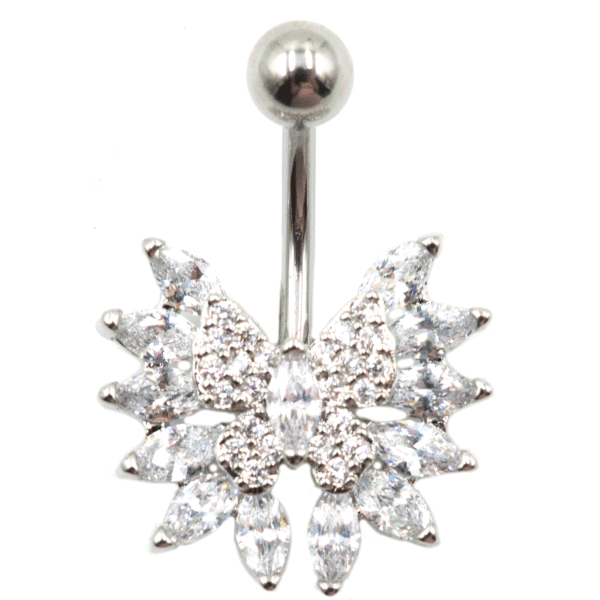 Σκουλαρίκι Αφαλού από Ατσάλι με Ζιργκόν και Σχέδιο - BELJ429