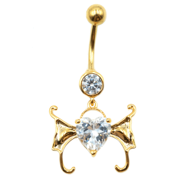 Σκουλαρίκι Αφαλού από Ατσάλι Επιχρυσωμένο με Ζιργκόν και Σχέδιο από Μπρούτζο- BELJ438