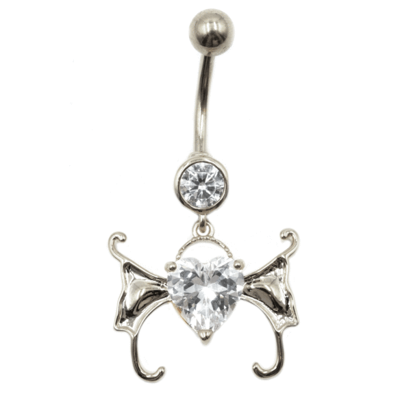 Σκουλαρίκι Αφαλού από Ατσάλι με Ζιργκόν και Σχέδιο από Μπρούτζο- BELJ414