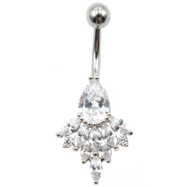 Σκουλαρίκι Αφαλού από Ατσάλι με Ζιργκόν και Σχέδιο - BELJ430