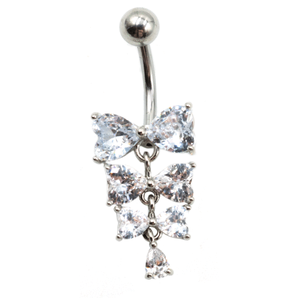 Σκουλαρίκι Αφαλού από Ατσάλι με Ζιργκόν και Σχέδιο από Μπρούτζο- BELJ431