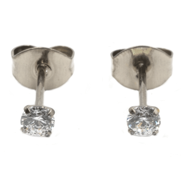 Σκουλαρίκια Αυτιού από Τιτάνιο με Ζιργκόν - TB-0506WH