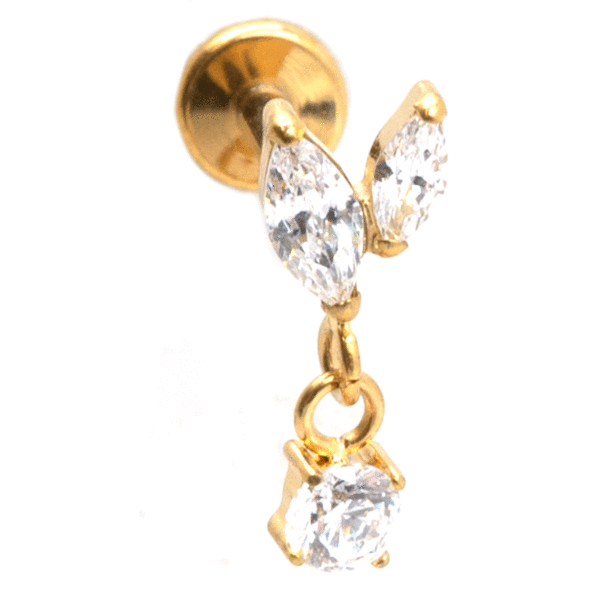 Σκουλαρίκι Αυτιού από Επιχρυσωμένο Τιτάνιο με Ζιργκόν - TB-1718Y