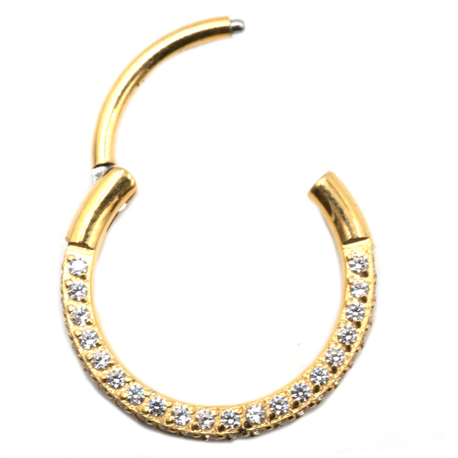 Σκουλαρίκι Μύτης από Τιτάνιο Επιχρυσωμένο Κρίκος Κλίκερ με Ζιργκόν - TB-1730Y