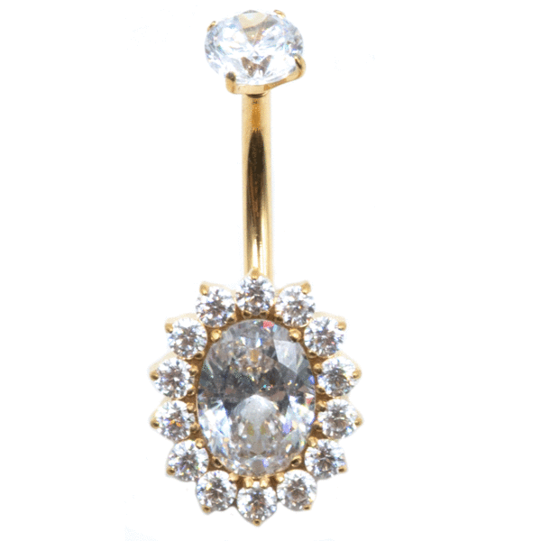 Σκουλαρίκι Αφαλού από Τιτάνιο Επιχρυσωμένο και Σχέδιο με Ζιργκόν - TB-1737Y