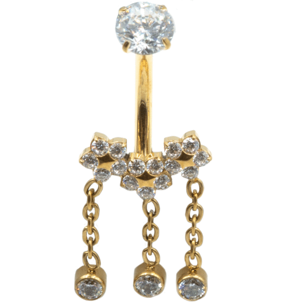 Σκουλαρίκι Αφαλού από Τιτάνιο Επιχρυσωμένο και Σχέδιο με Ζιργκόν - TB-1802Y