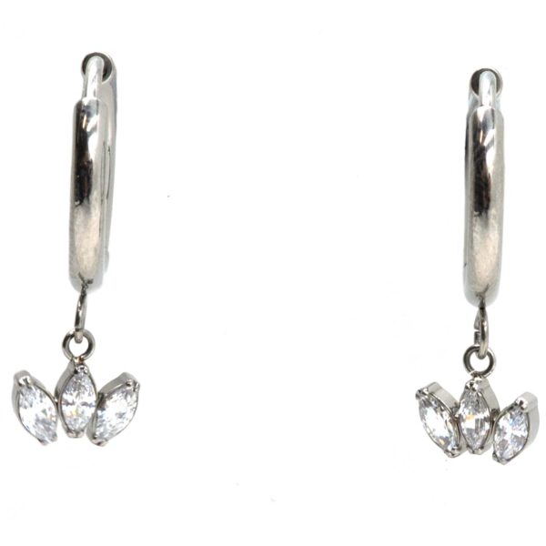 Σκουλαρίκια Αυτιού από Τιτάνιο και Κρεμαστό Σχέδιο με Ζιργκόν - TB-1292