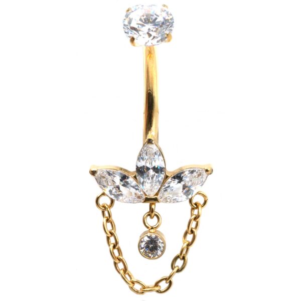 Σκουλαρίκι Αφαλού από Τιτάνιο Επιχρυσωμένο και Σχέδιο με Ζιργκόν - TB-1787Y