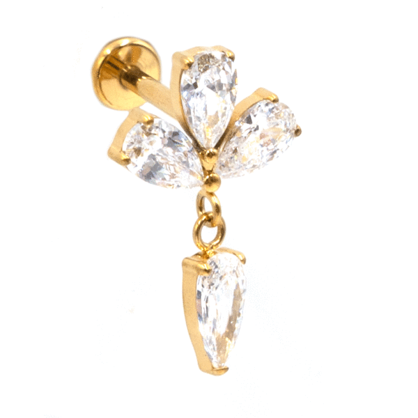 Σκουλαρίκι Αυτιού από Επιχρυσωμένο Τιτάνιο με Ζιργκόν - TB-1984Y