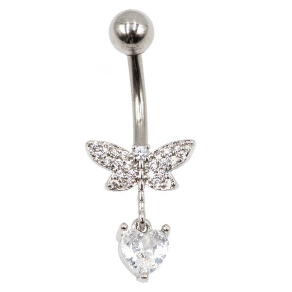 Σκουλαρίκι Αφαλού από Ατσάλι με Ζιργκόν και Σχέδιο από Μπρούτζο- BELJ432