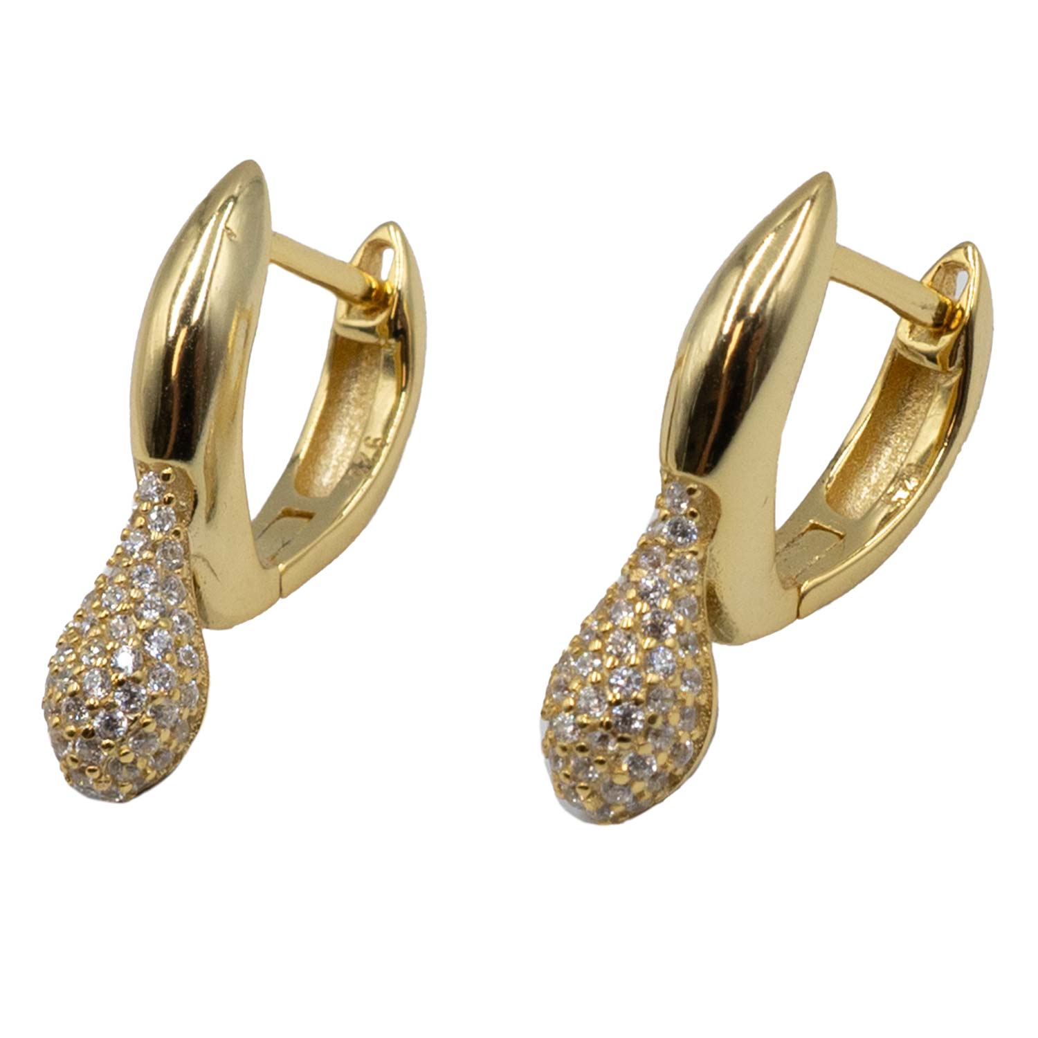 Σκουλαρίκια Αυτιού Ασημένια Επιχρυσωμένα Κρίκοι με Ζιργκόν - EIT65