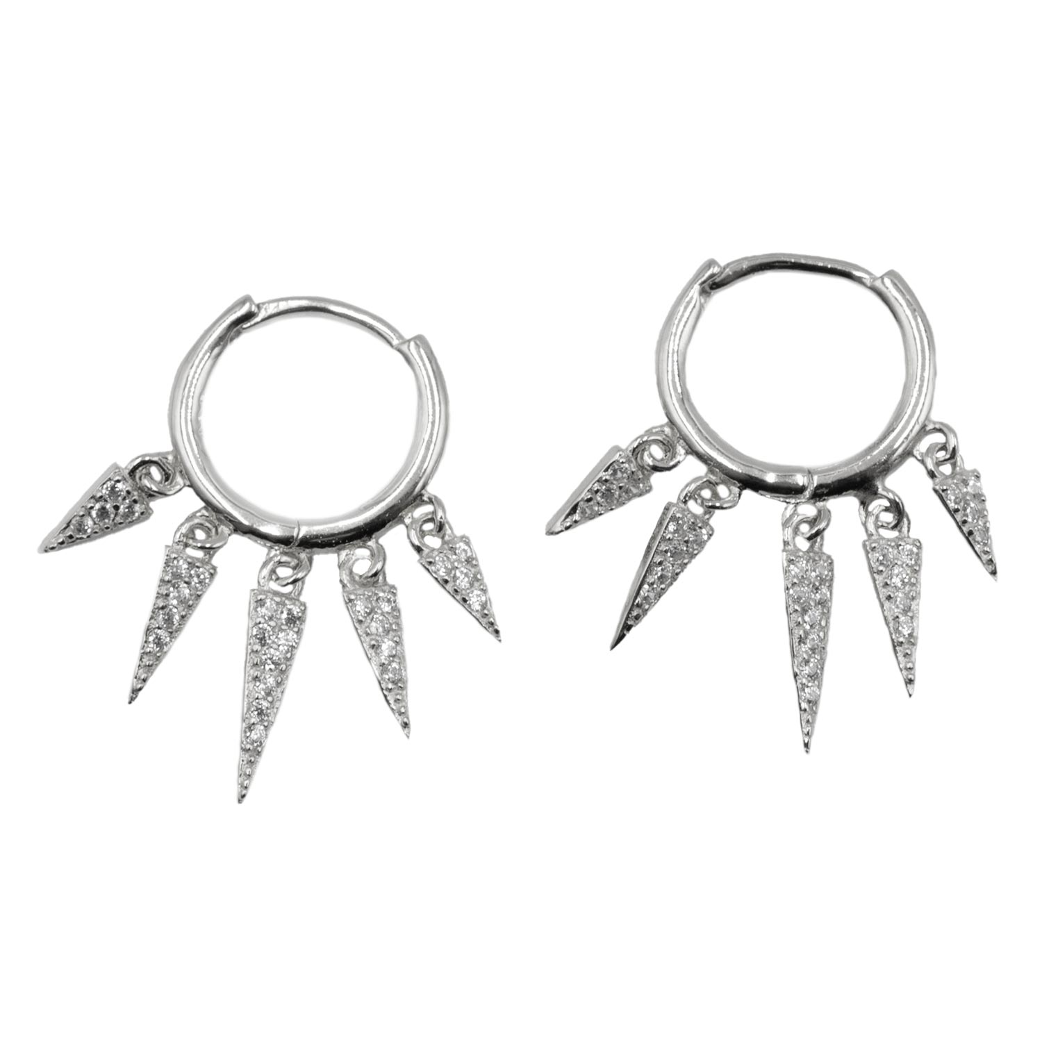 Σκουλαρίκια Αυτιού Ασημένια Επιπλατινωμένα Κρίκοι με Ζιργκόν - EIT71