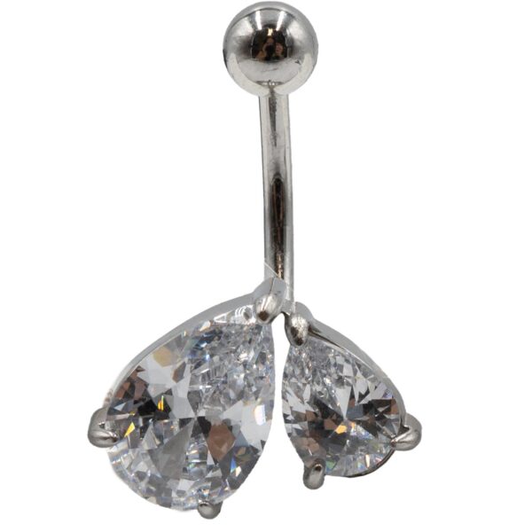 Σκουλαρίκι Αφαλού από Ατσάλι με Ζιργκόν και Σχέδιο - BELJ457