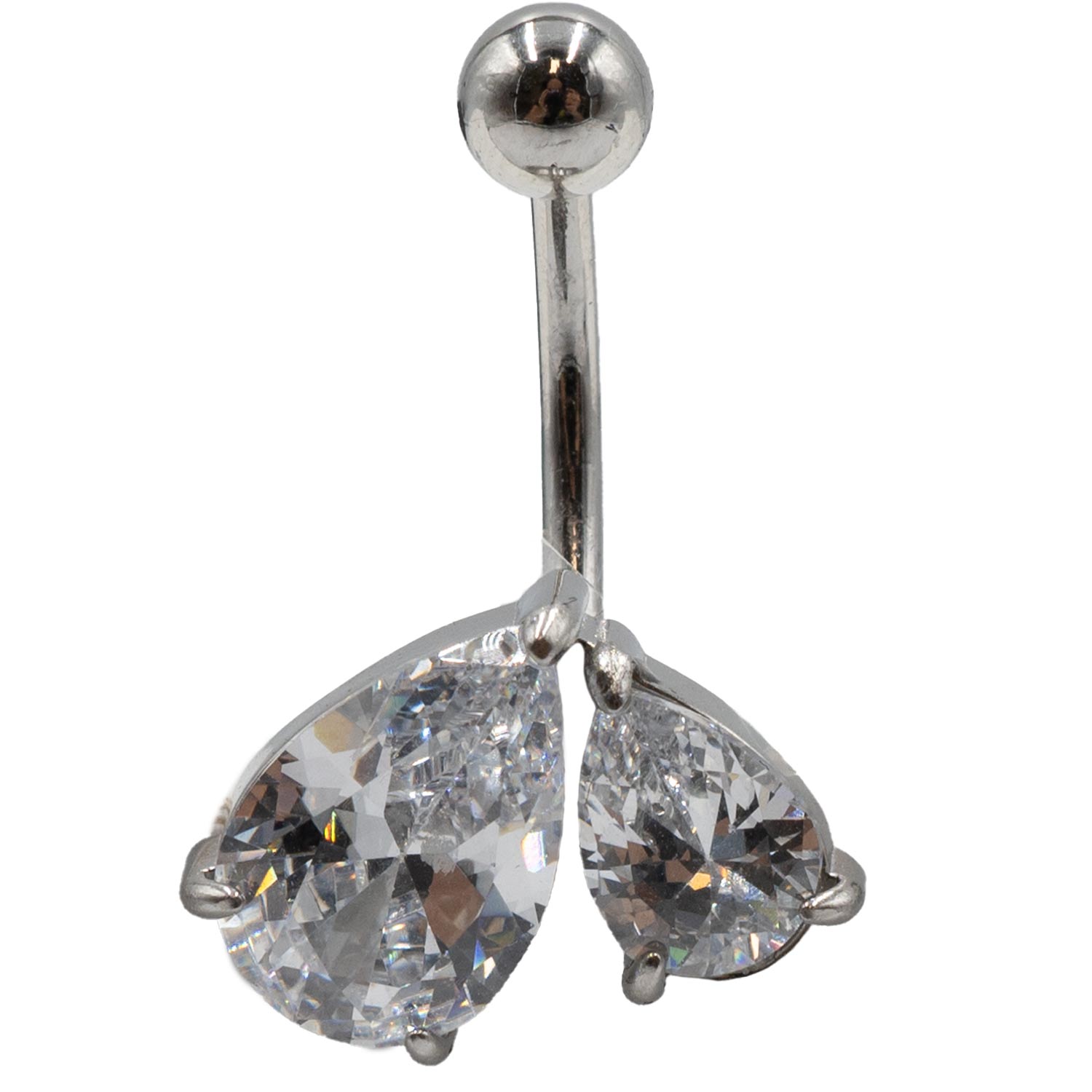 Σκουλαρίκι Αφαλού από Ατσάλι με Ζιργκόν και Σχέδιο - BELJ457