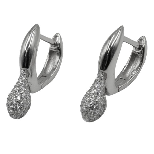 Σκουλαρίκια Αυτιού Ασημένια Επιπλατινωμένα Κρίκοι με Ζιργκόν - EIT66