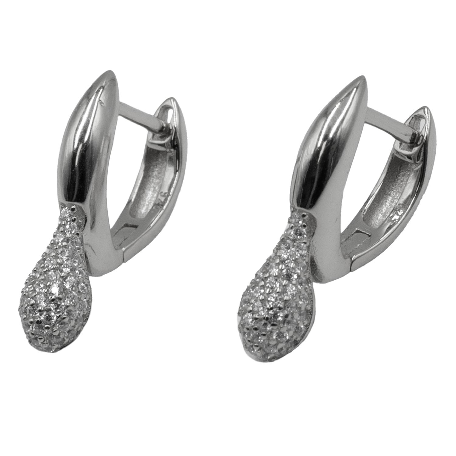 Σκουλαρίκια Αυτιού Ασημένια Επιπλατινωμένα Κρίκοι με Ζιργκόν - EIT66