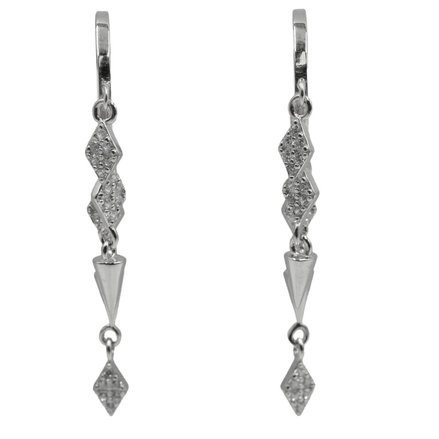 Σκουλαρίκια Αυτιού Ασημένια Επιπλατινωμένα Κρίκοι με Ζιργκόν - EIT52