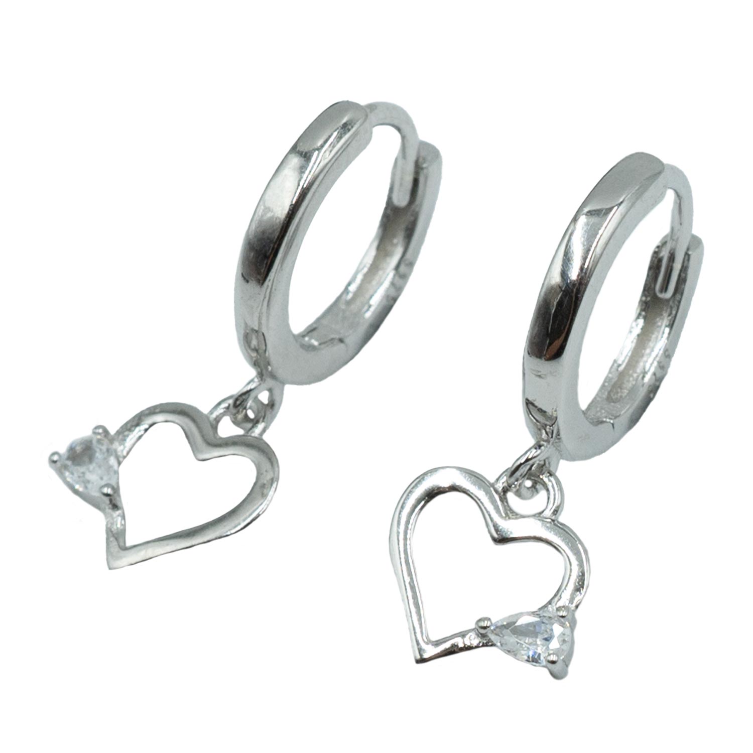 Σκουλαρίκια Αυτιού Ασημένια Επιπλατινωμένα Κρίκοι με Ζιργκόν - EIT48